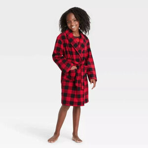 Kids' Holiday Buffalo Check Fleece Matching Family Pajama Robe